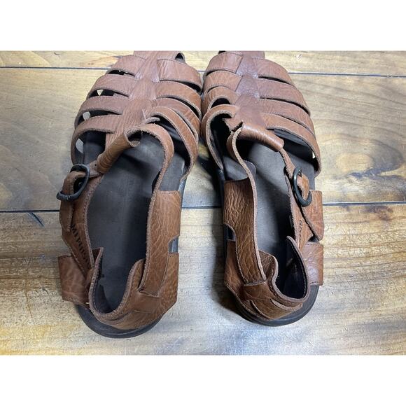 Mephisto Sam Fisherman Sandals Mens 44 US 10.5/11 Brown Leather Closed Toe Shoes - Picture 8 of 11